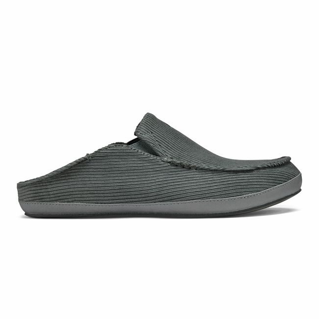 Olukai Men's Moloa Ie Slipper - Charcoal US362-705